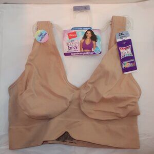 NEW 2X HANES JMS GET COZY BRA Nude # G196 Seamless Pullover Cool Comfort Bra